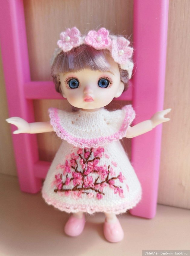 Комплект одежды для шарнирных куколок ростом 14-16 см "Ветка сакуры" (фото 7)