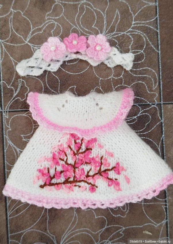 Комплект одежды для шарнирных куколок ростом 14-16 см "Ветка сакуры"