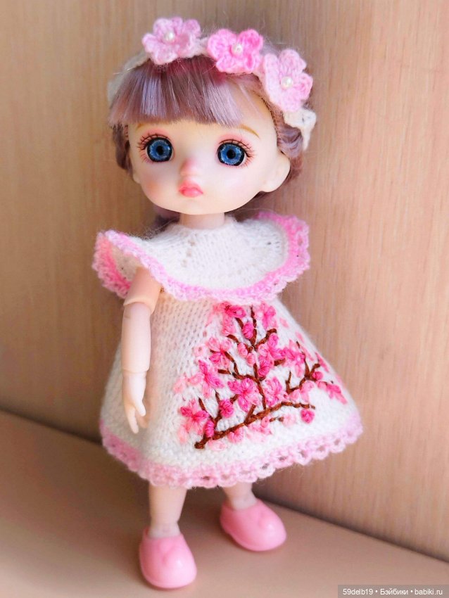Комплект одежды для шарнирных куколок ростом 14-16 см "Ветка сакуры" (фото 10)