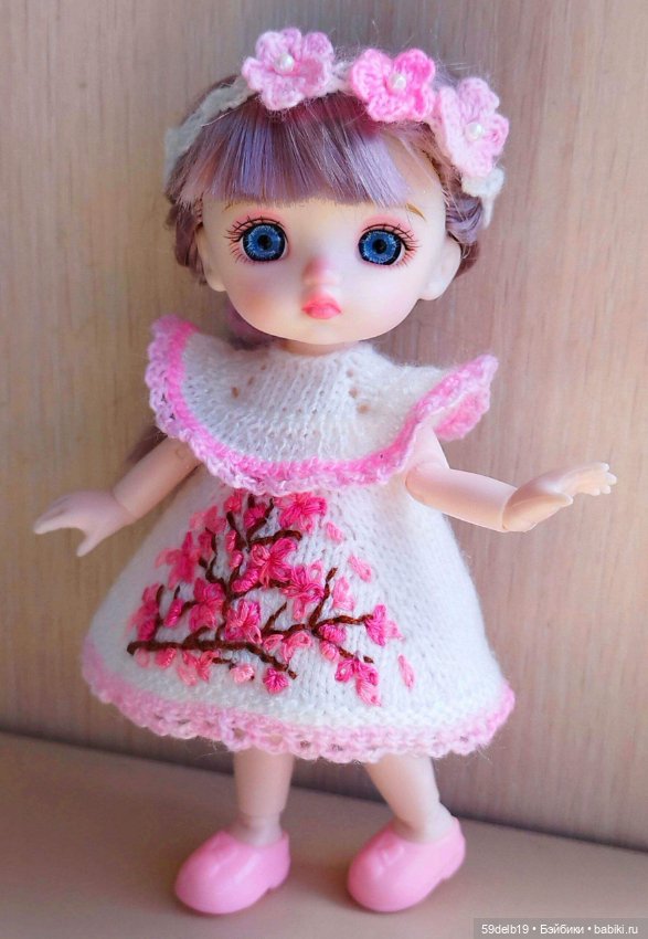 Комплект одежды для шарнирных куколок ростом 14-16 см "Ветка сакуры"