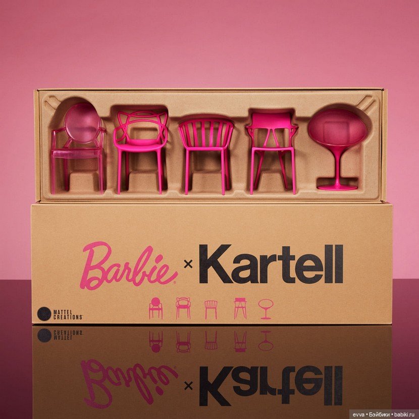 Набор из 5 стульев для Барби в коллаборации Барби X Kartell