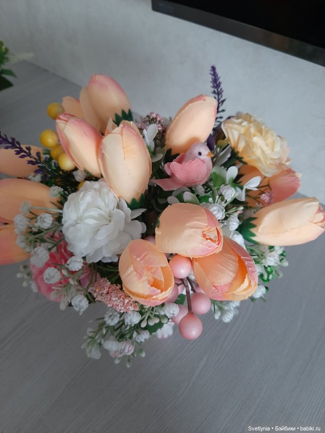 Мишка, кролик и котик с цветами (фото 4)