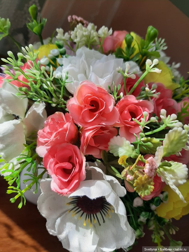 Мишка, кролик и котик с цветами (фото 8)