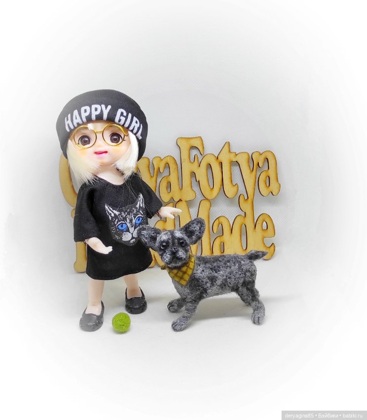 Французский бульдог — Валяные игрушки из шерсти: сухое валяние