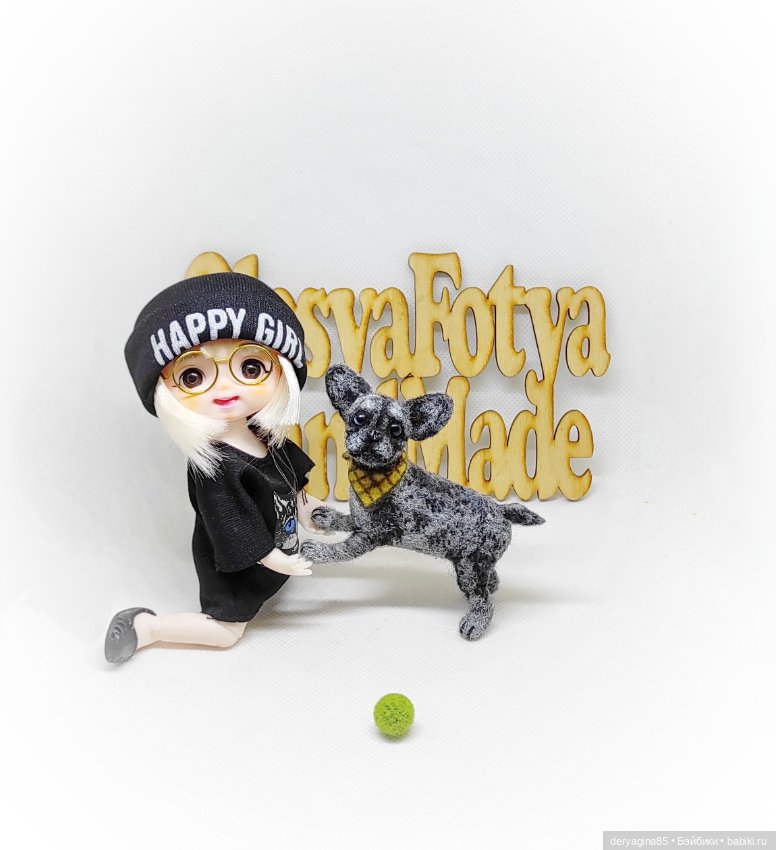 Французский бульдог — Валяные игрушки из шерсти: сухое валяние (фото 9)