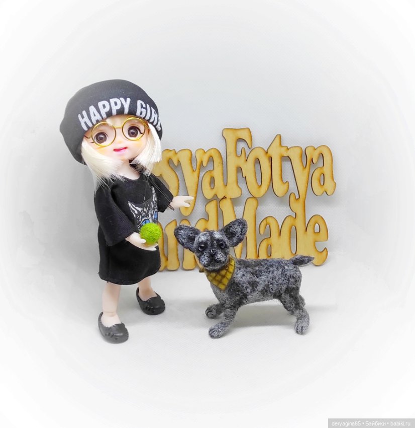 Французский бульдог — Валяные игрушки из шерсти: сухое валяние