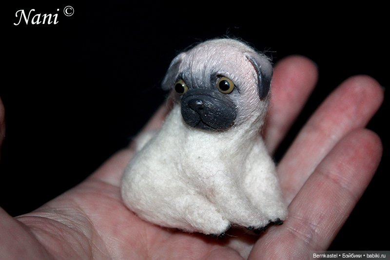 Полезный мопсик — Игрушки в смешанной технике (мех и глина): Арт (фото 7)