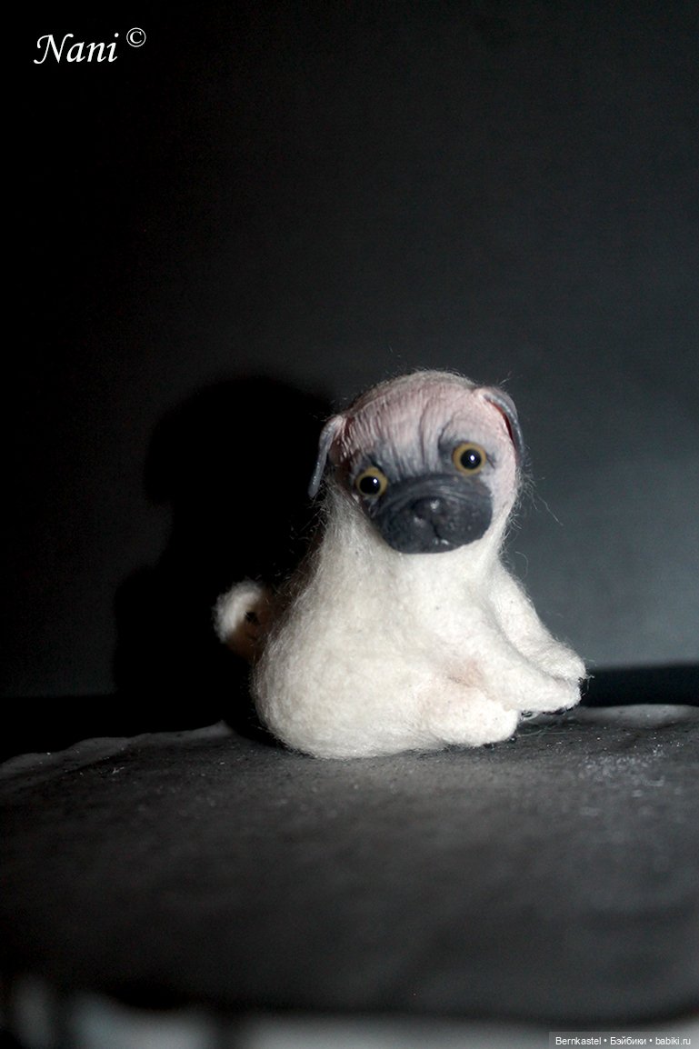 Полезный мопсик — Игрушки в смешанной технике (мех и глина): Арт (фото 3)