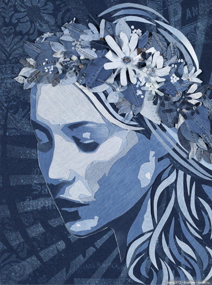 Ян Берри - картины из джинсов