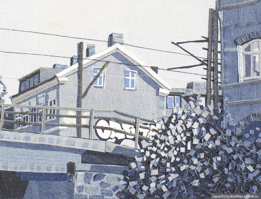 Ян Берри - картины из джинсов