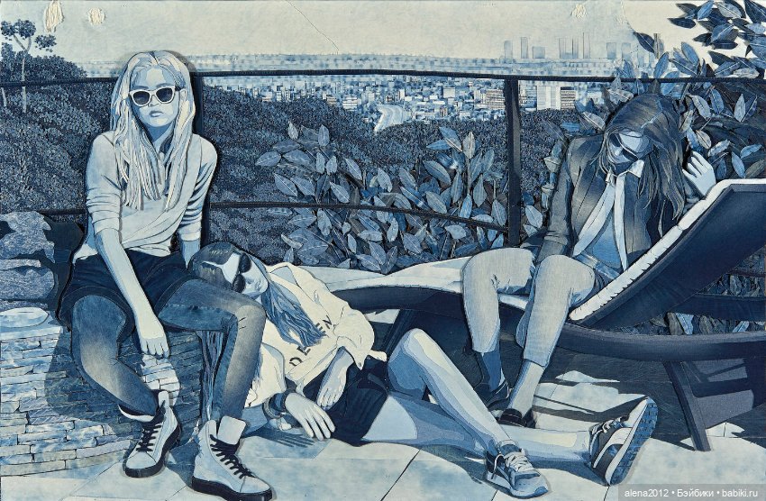 Ян Берри - картины из джинсов