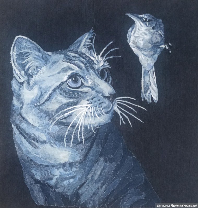 Ян Берри - картины из джинсов