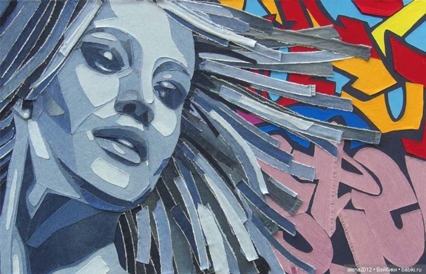 Ян Берри - картины из джинсов