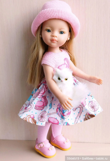 Летнее платье с принтом макаронс для кукол паола рейна (фото 4)