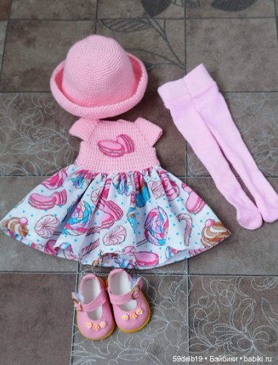 Летнее платье с принтом макаронс для кукол паола рейна (фото 2)