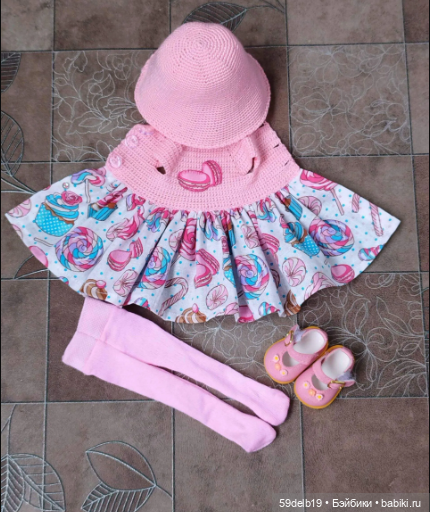 Летнее платье с принтом макаронс для кукол паола рейна