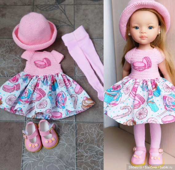 Летнее платье с принтом макаронс для кукол паола рейна (фото 8)