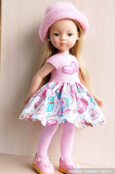 Летнее платье с принтом макаронс для кукол паола рейна (фото 6)