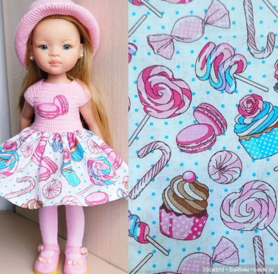 Летнее платье с принтом макаронс для кукол паола рейна (фото 9)