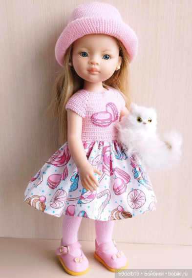 Летнее платье с принтом макаронс для кукол паола рейна (фото 7)