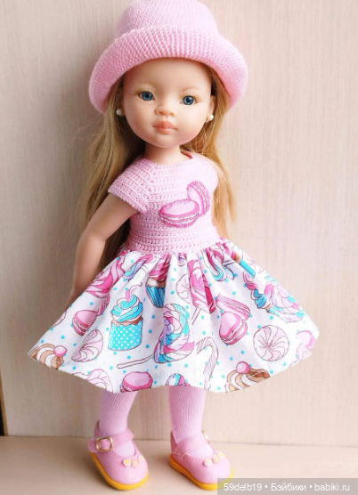 Летнее платье с принтом макаронс для кукол паола рейна (фото 5)