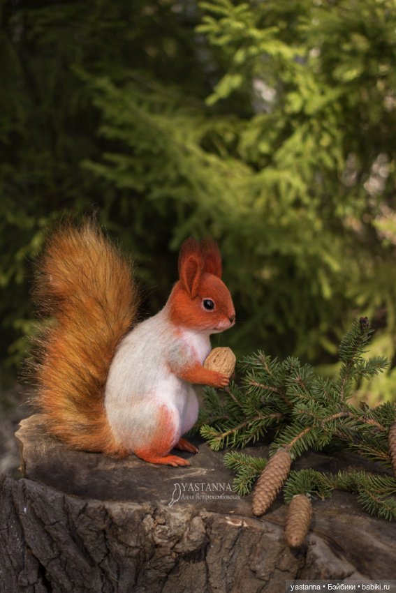 Белка — Валяные игрушки из шерсти: сухое валяние (фото 7)