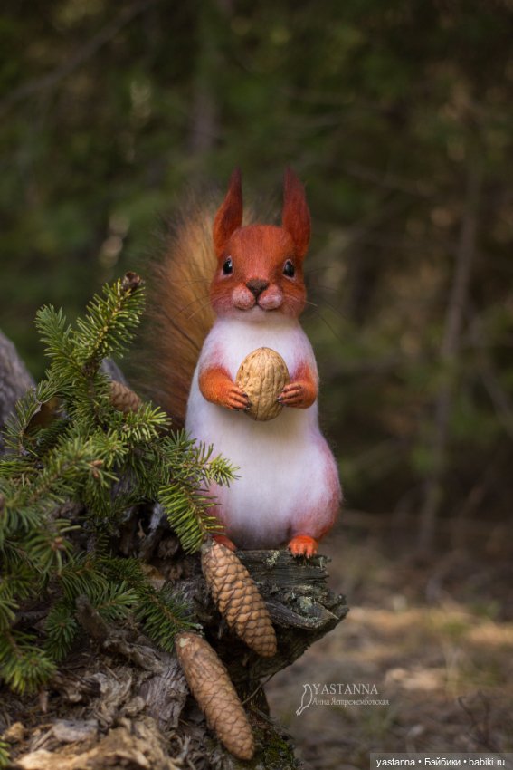 Белка — Валяные игрушки из шерсти: сухое валяние