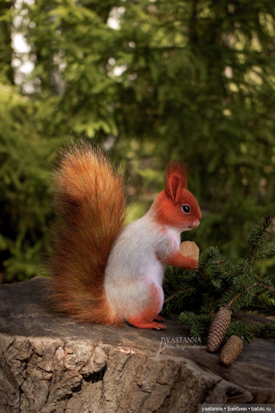 Белка — Валяные игрушки из шерсти: сухое валяние (фото 4)