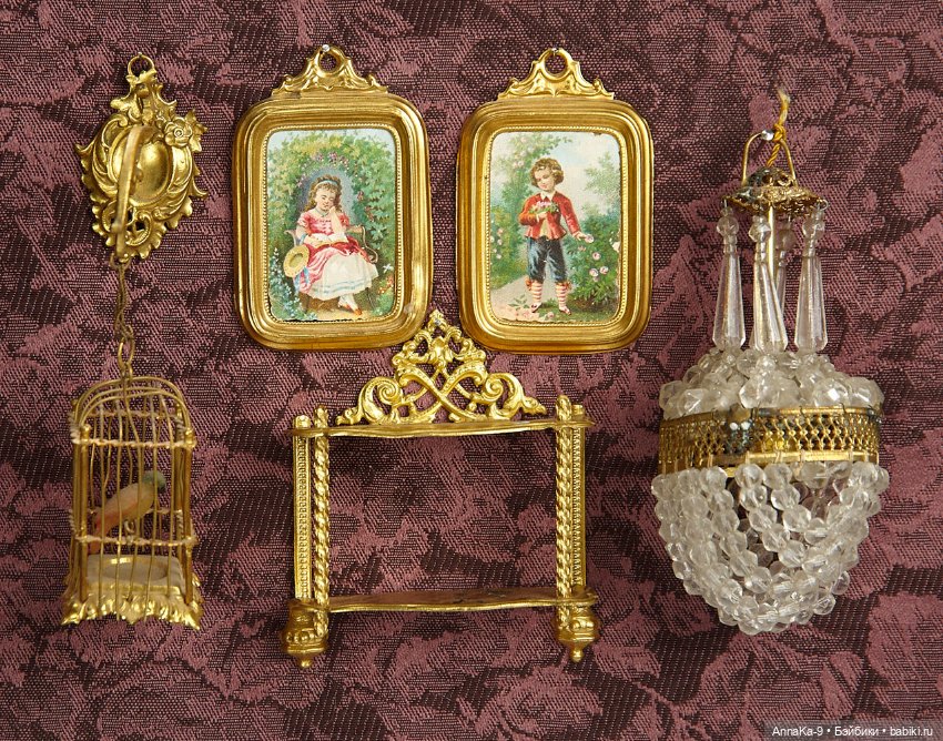 Антикварные люстры, настольные лампы для кукольных интерьеров (фото 9)