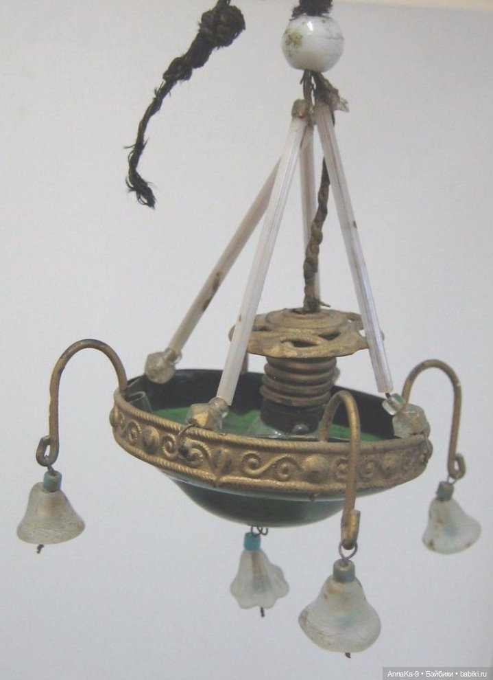 Антикварные люстры, настольные лампы для кукольных интерьеров