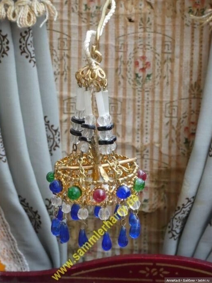 Антикварные люстры, настольные лампы для кукольных интерьеров