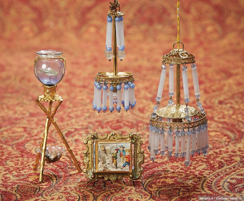 Антикварные люстры, настольные лампы для кукольных интерьеров (фото 3)