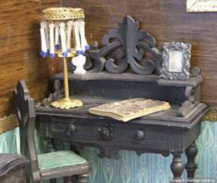 Антикварные люстры, настольные лампы для кукольных интерьеров
