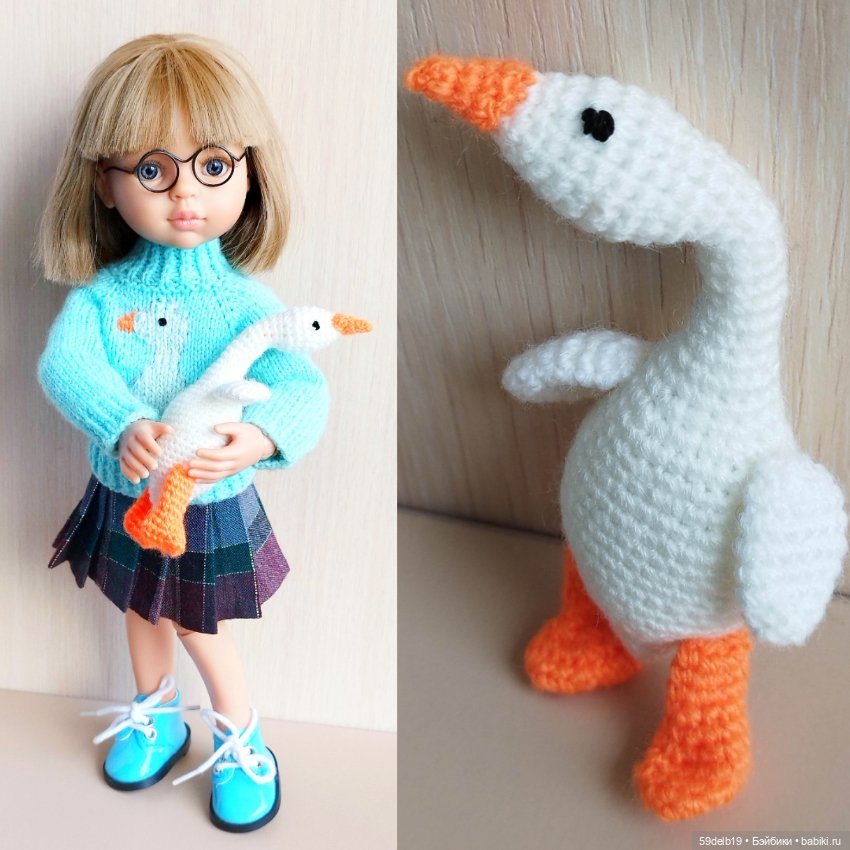 Вязаная игрушка для паолочки мини Гусик