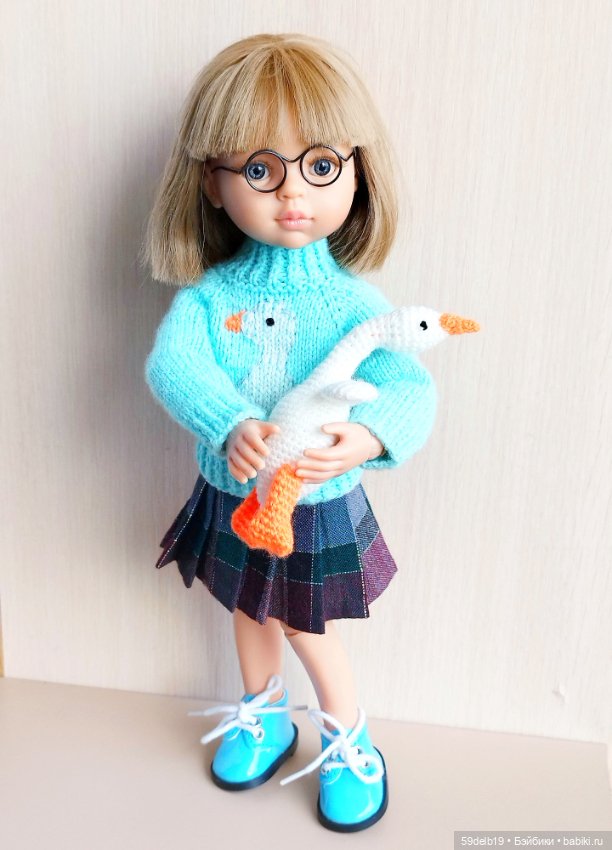 Вязаная игрушка для паолочки мини Гусик (фото 5)