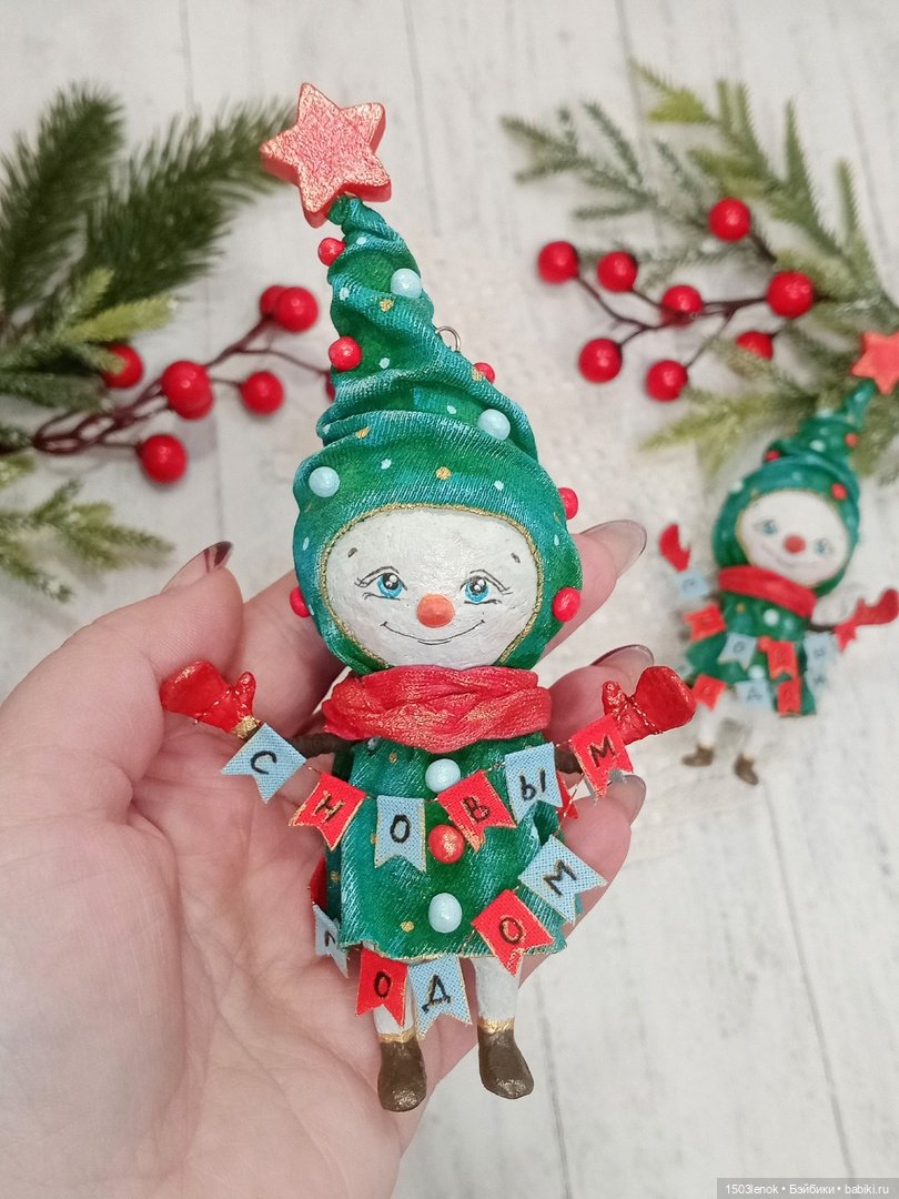 Ёлочки-снеговички — Лепка авторских игрушек и папье (фото 2)