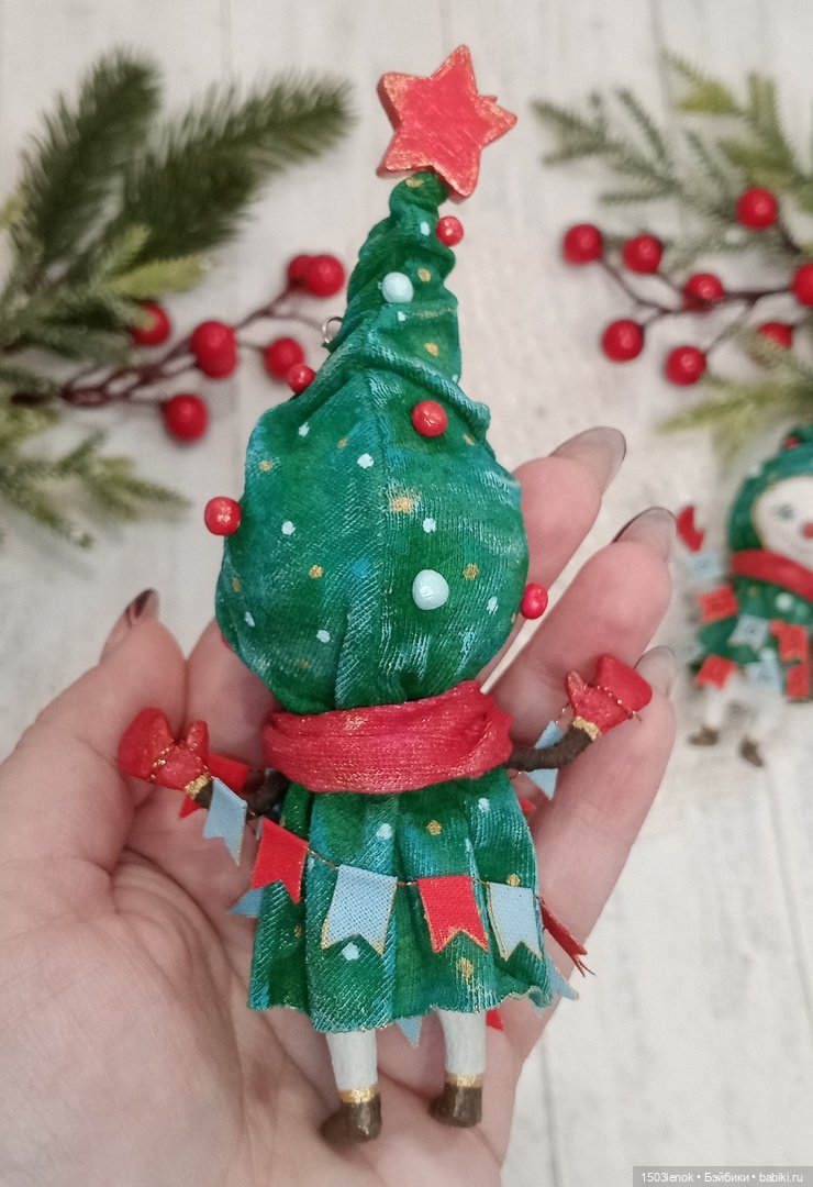 Ёлочки-снеговички — Лепка авторских игрушек и папье (фото 5)