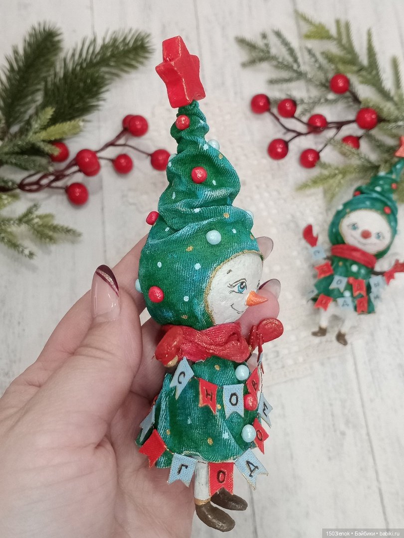 Ёлочки-снеговички — Лепка авторских игрушек и папье (фото 7)