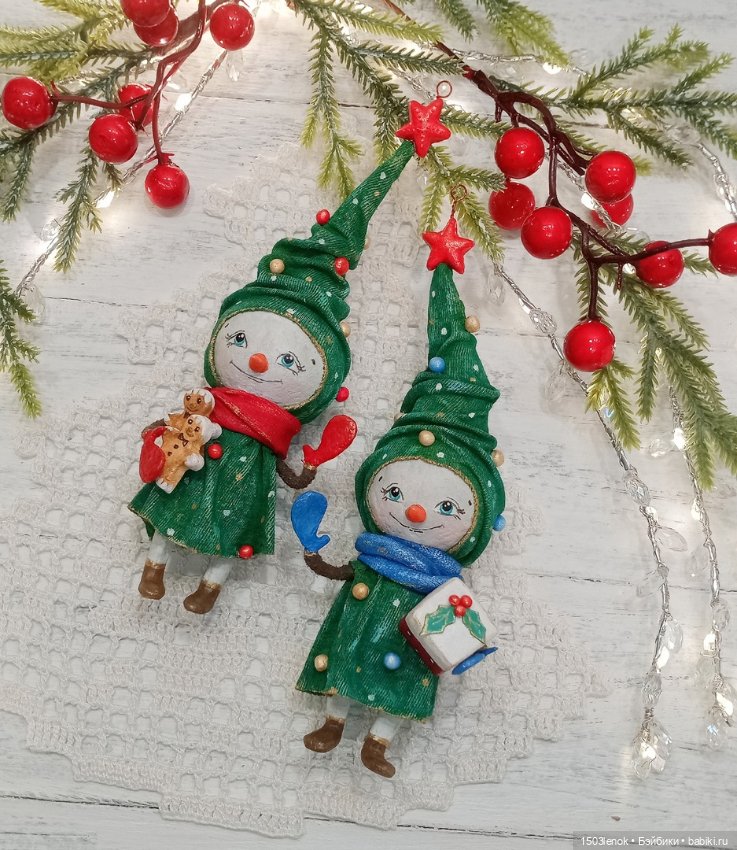 Ёлочки-снеговички — Лепка авторских игрушек и папье