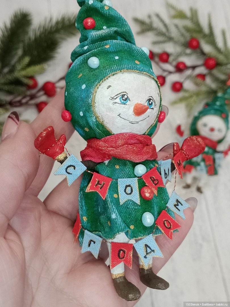 Ёлочки-снеговички — Лепка авторских игрушек и папье (фото 3)