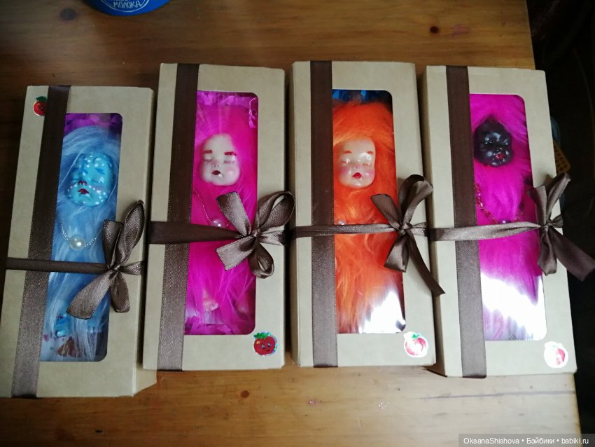 Эльфики сплюшки ручной работы 12 см из искусственного меха и полимерной глины (фото 5)