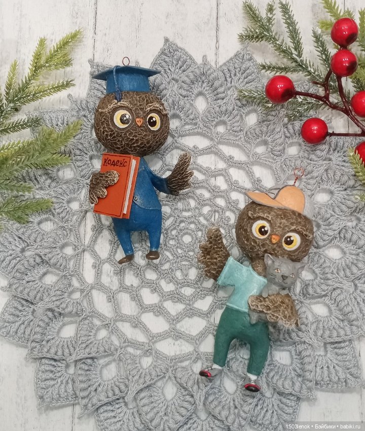 Совиное семейство — Лепка авторских игрушек и папье (фото 3)
