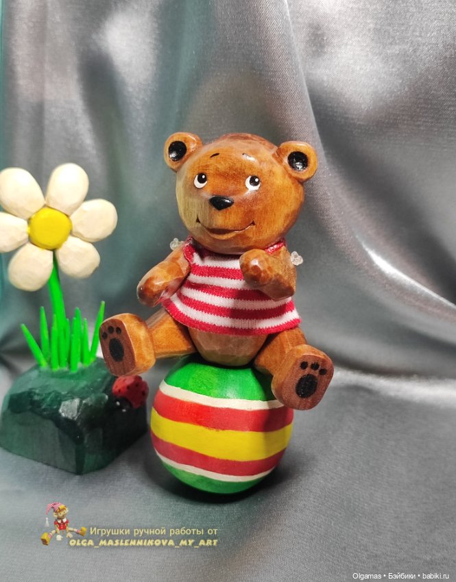 Мишка в тельняшке! 🐻 — Авторские игрушки из дерева: резьба (фото 3)