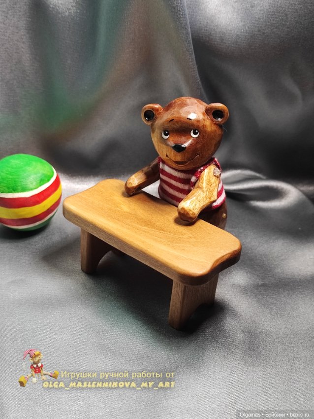 Мишка в тельняшке! 🐻 — Авторские игрушки из дерева: резьба (фото 9)