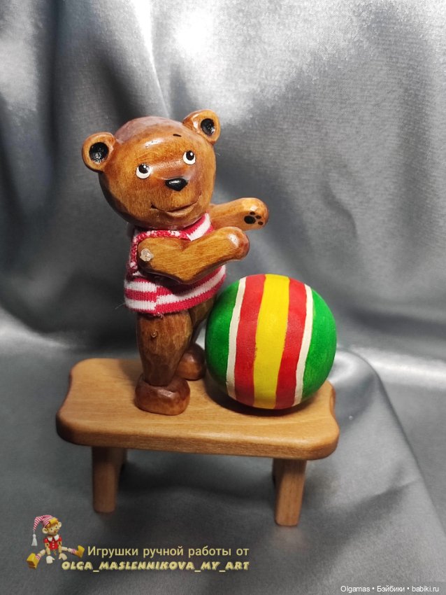 Мишка в тельняшке! 🐻 — Авторские игрушки из дерева: резьба (фото 8)