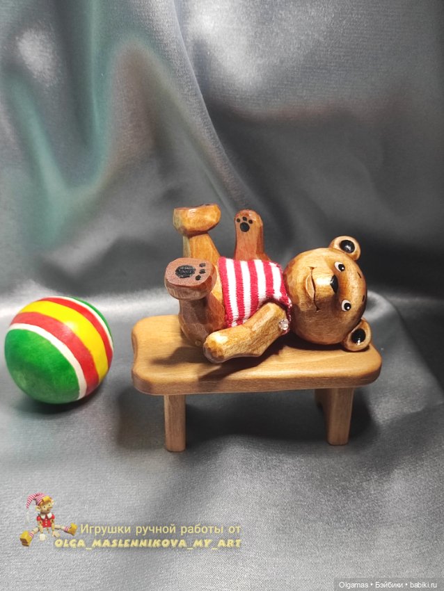 Мишка в тельняшке! 🐻 — Авторские игрушки из дерева: резьба (фото 6)