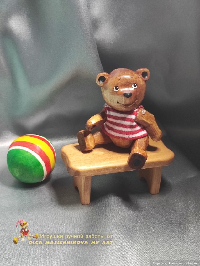 Мишка в тельняшке! 🐻 — Авторские игрушки из дерева: резьба (фото 5)