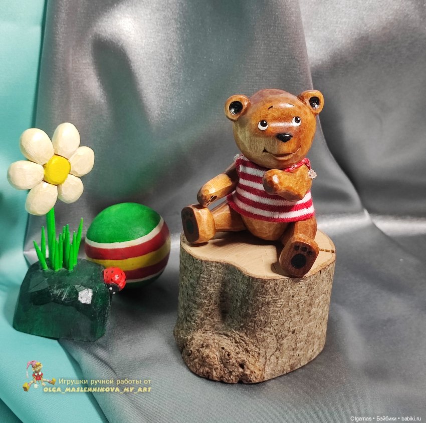 Мишка в тельняшке! 🐻 — Авторские игрушки из дерева: резьба