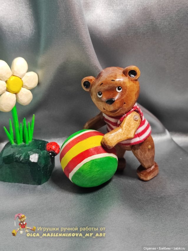 Мишка в тельняшке! 🐻 — Авторские игрушки из дерева: резьба (фото 4)