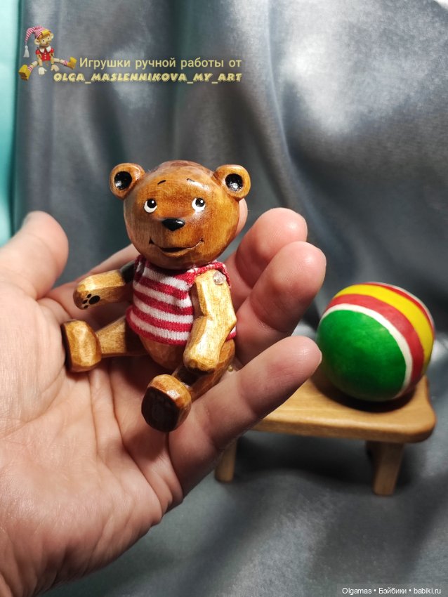 Мишка в тельняшке! 🐻 — Авторские игрушки из дерева: резьба (фото 7)